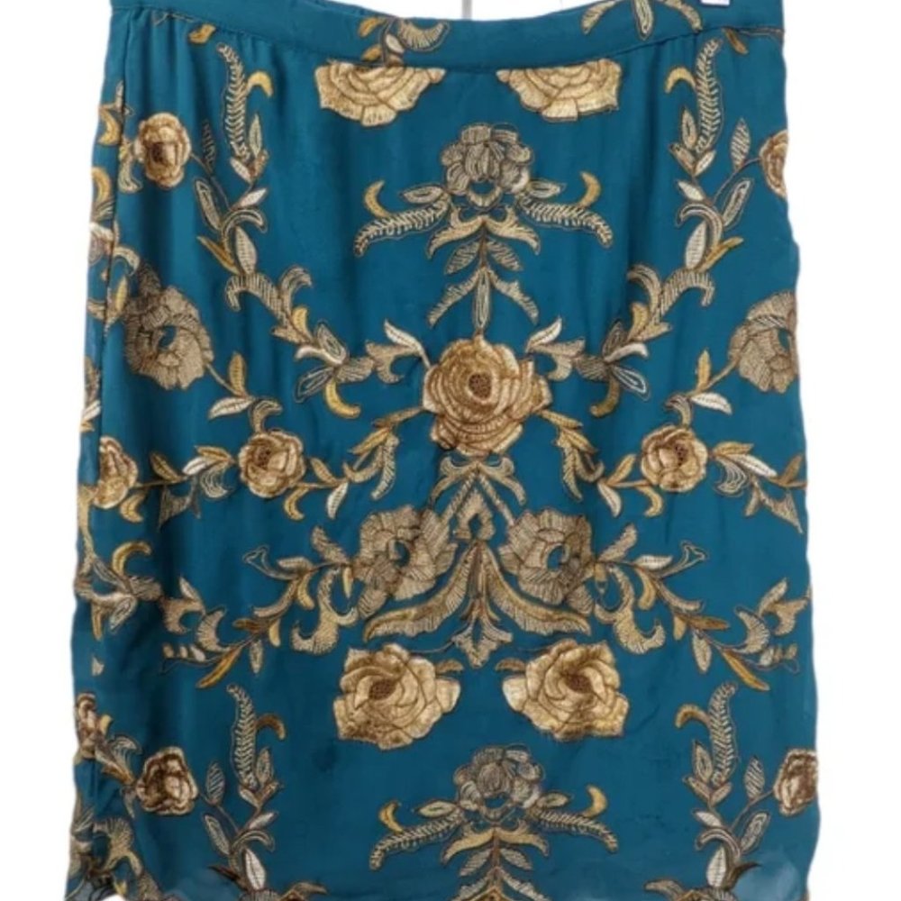 Yoana Baraschi Embroidered Rosette Skirt Sz 4